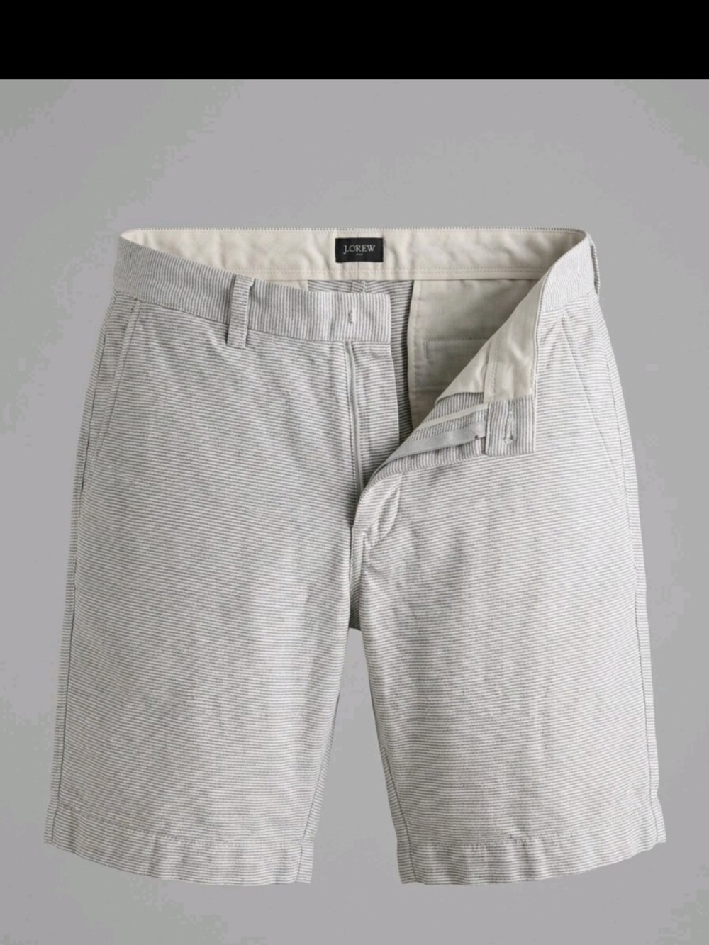 J. Crew Men's Linen Striped Shorts Size 33 Cotton Gray White Summer 9" AL102